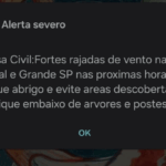 Defesa Civil envia alerta severo de tempestade e ventos fortes para o ABCD