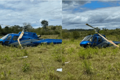 Moradora do PI viraliza ao 'virar repórter' e entrevistar jornalista após pouso de helicóptero. Foto: Reprodução