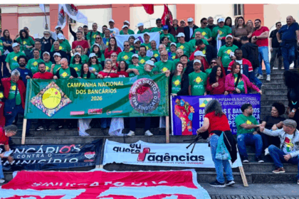Campanha Nacional 2026: Bancários do ABC encerram manifestação e cobram aumento real de 5% e fim de metas abusivas