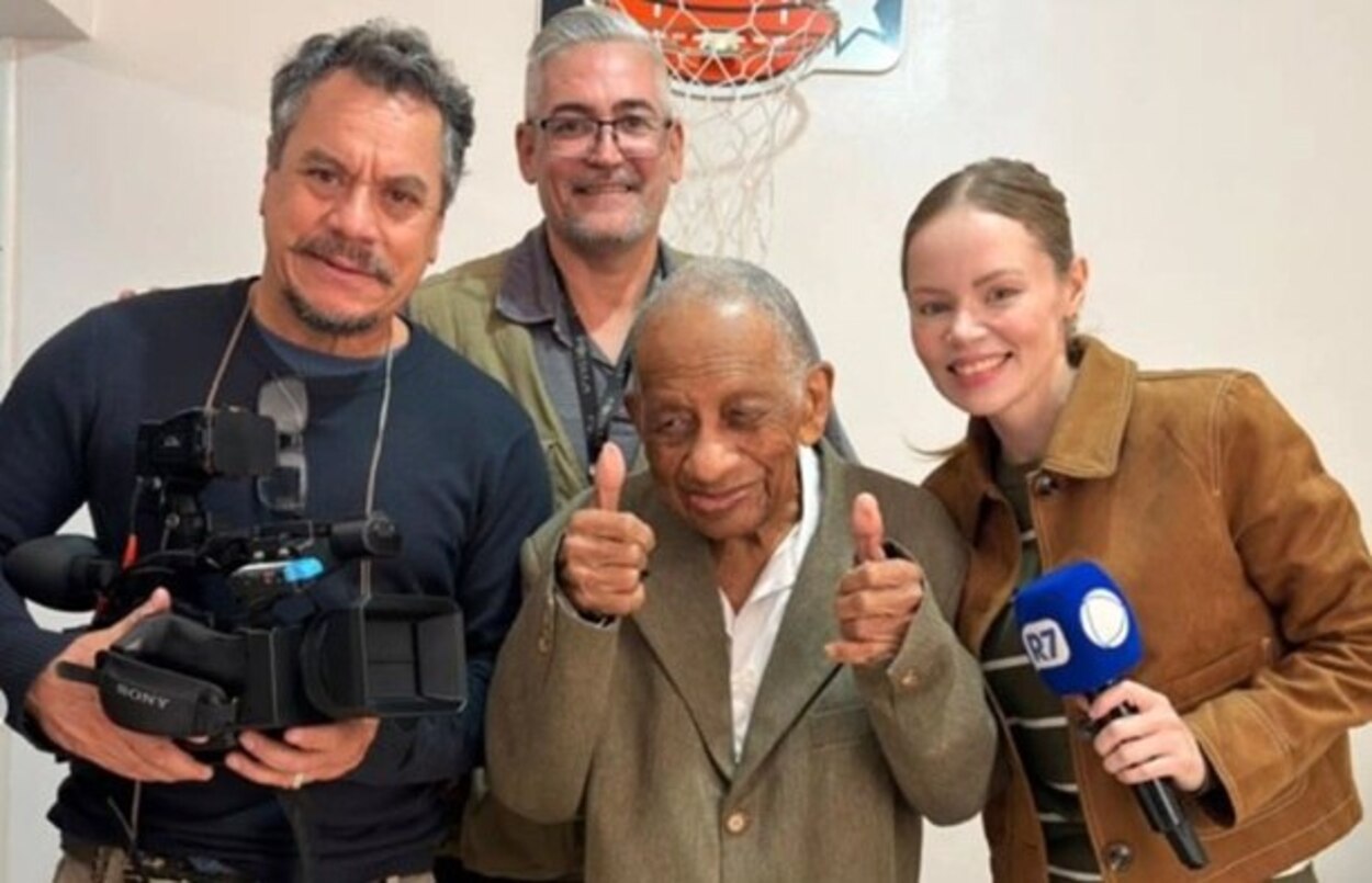 Aos 116 anos, morador mais velho de São Bernardo grava reportagem da Record