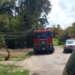 Bombeiros encontraram corpo carbonizado no Recreio da Borda do Campo; suspeito foi detido pela Polícia Militar.