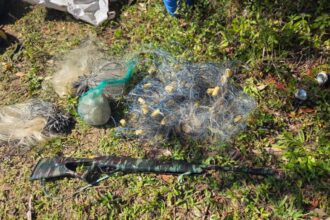 Guarda Ambiental de São Bernardo apreende 40 metros de redes de pesca e carabina de pressão às margens da Billings
