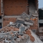 Desabamento de obra deixa três feridos e mobiliza resgate no Jardim Calux, em São Bernardo