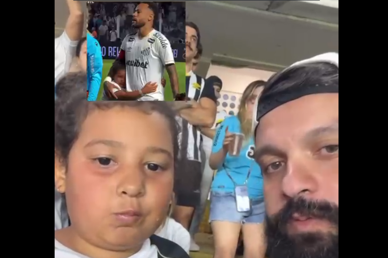 Pai grava vídeo agradecendo Neymar após atacante acolher sua filha choro no gramado