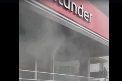 Fumaça em agência do Santander atrai atenção no Centro de São Bernardo