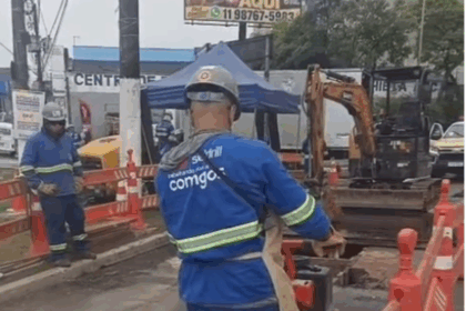 Comgás interdita faixa da Avenida Rotary para obras na rede de gás em São Bernardo