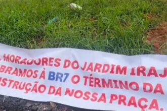 Moradores do Jardim Irajá cobram da BR7 a conclusão de obra em praça