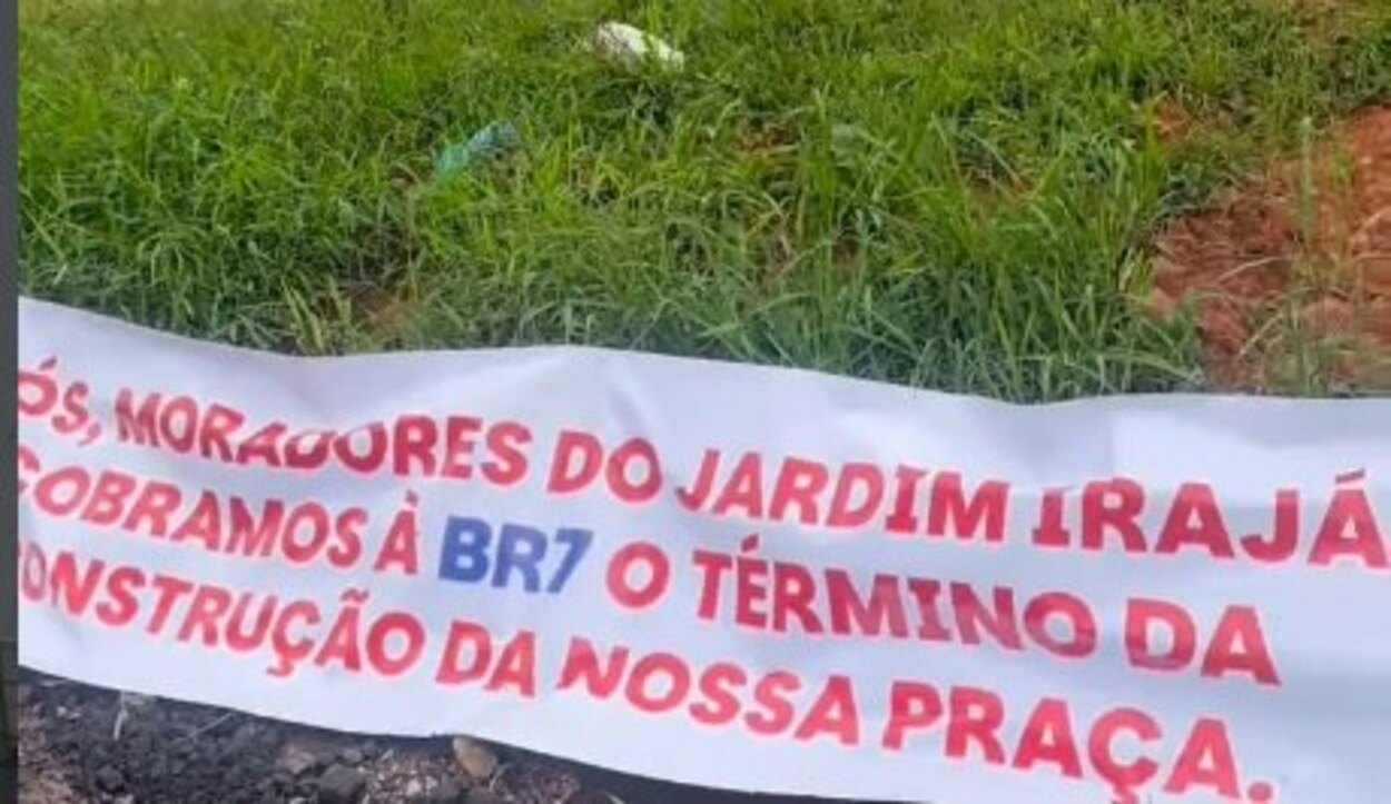 Moradores do Jardim Irajá cobram da BR7 a conclusão de obra em praça