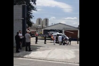 Acidente entre moto e caminhão mobiliza helicóptero Águia em São Bernardo