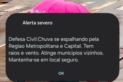 Moradores recebem alerta severo da Defesa Civil para chuva, raios e ventos